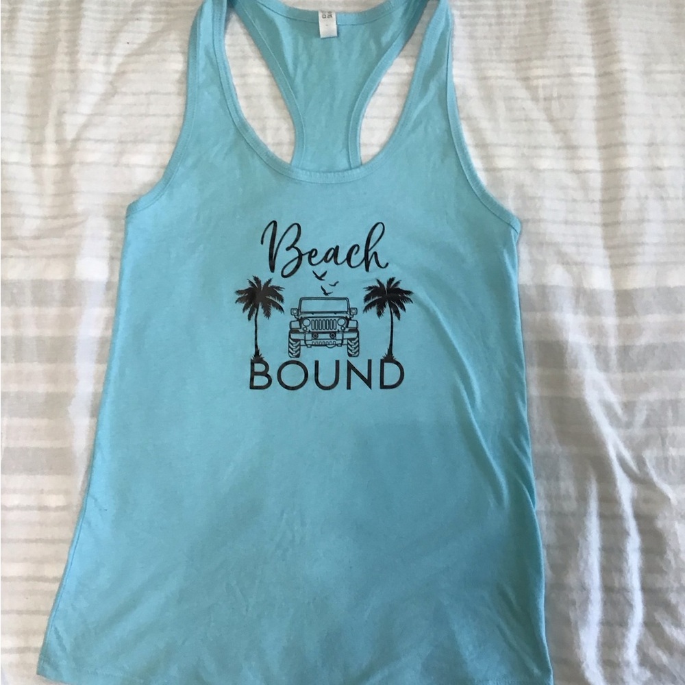 Beach Bound Jeep Blue Tank Top Size Small